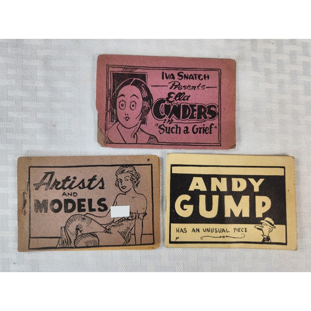 Rare 1930s Tijuana Bible Comics Risque Lot of 3 Ella Cunders, Andy Gump, Models
